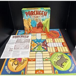Parcheesi The Classic Game of India Milton Bradley Board Game 100% Complete 2001